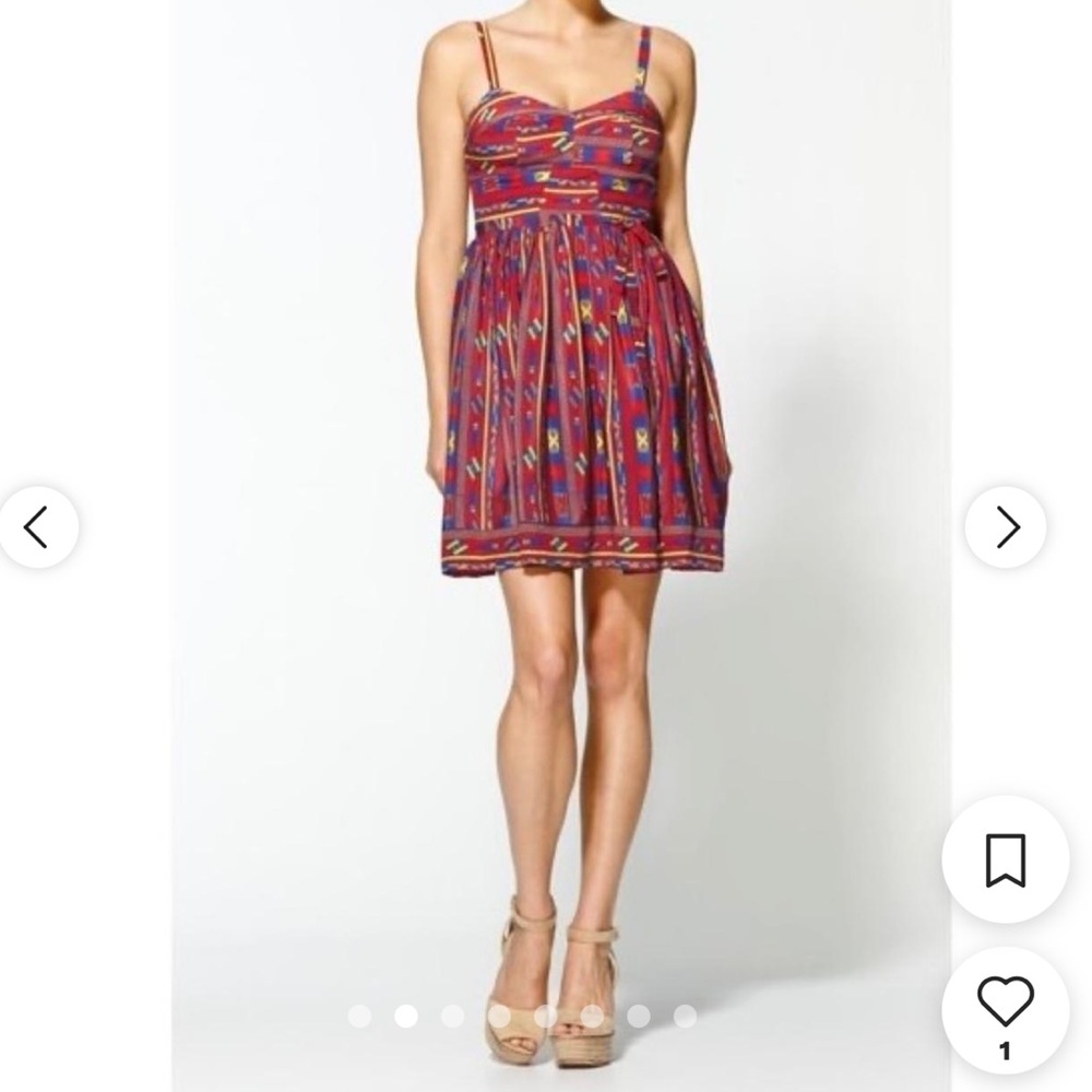 Amanda Uprichard Red and Blue Patterned Mini Dress